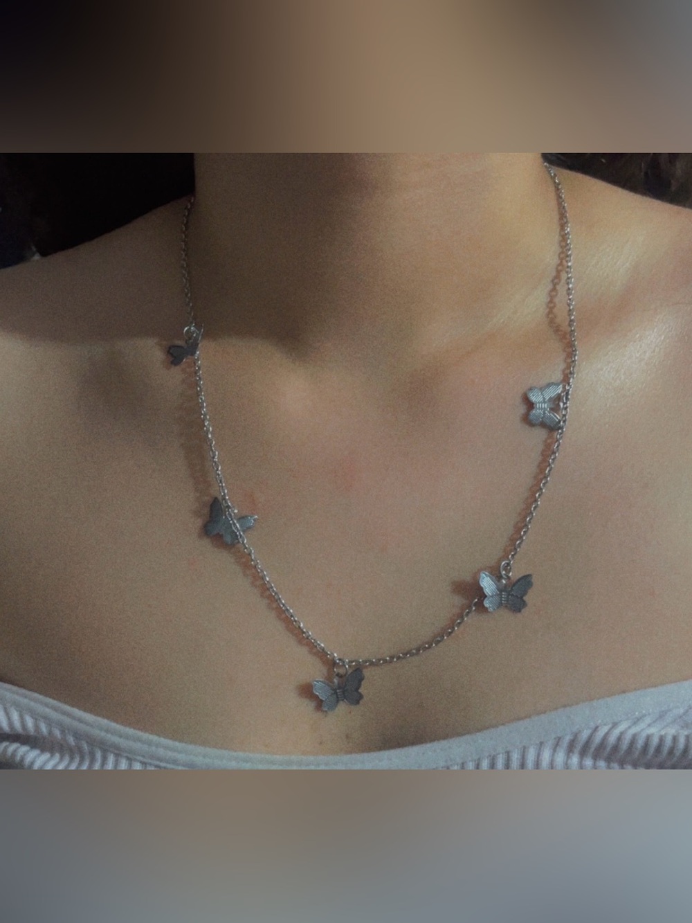 Silver Butterfly Charm Necklace - Women's Jewelry